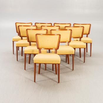 A set of ten Swedish modern 1950s mahogany chairs.