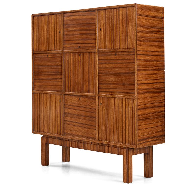 Erik Lund, a zebrano venereed cabinet, Georg Ryman Snickeriverkstäder for the 1930 Stockholm Exhibition.