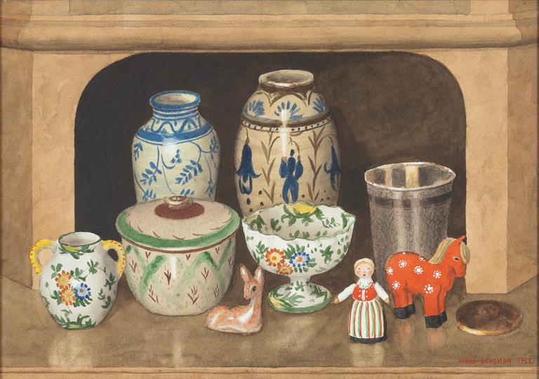 Oskar Bergman, watercolour, signed and dated 1952.