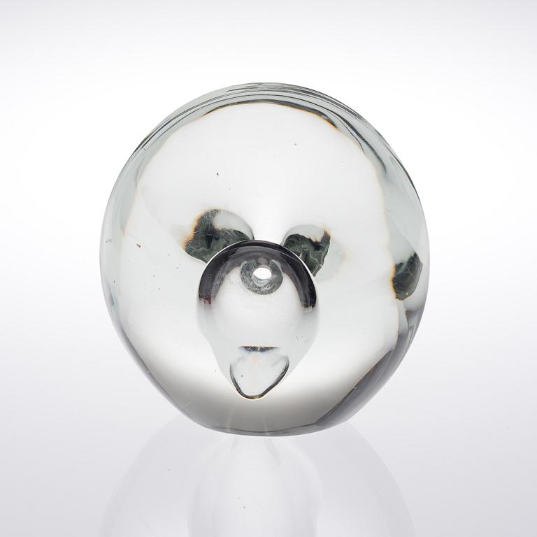 TIMO SARPANEVA, GLASSKULPTUR. Sittande fågel. Sign. Timo Sarpaneva, Iittala -54.