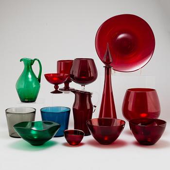 14 glass objects, Reijmyre and Orrefors and Italy and more.