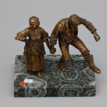 SKULPTUR, brons samt sten, 1800/1900-tal.