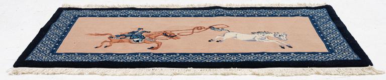 A pictorial chinese rug,  c. 153 x 78 cm.