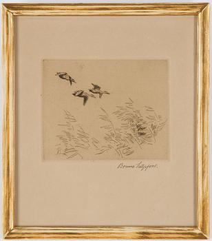 Bruno Liljefors, etching, signerad.