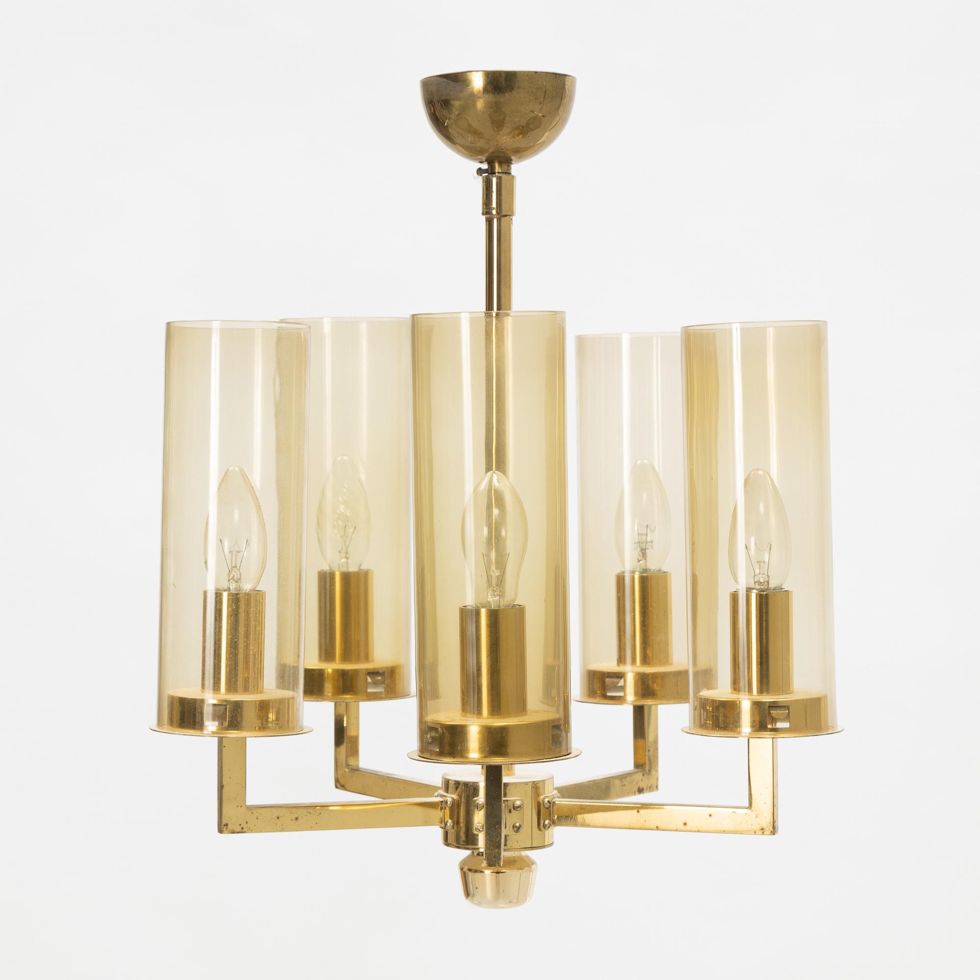 A brass cieling lamp, second half of the 20th century.