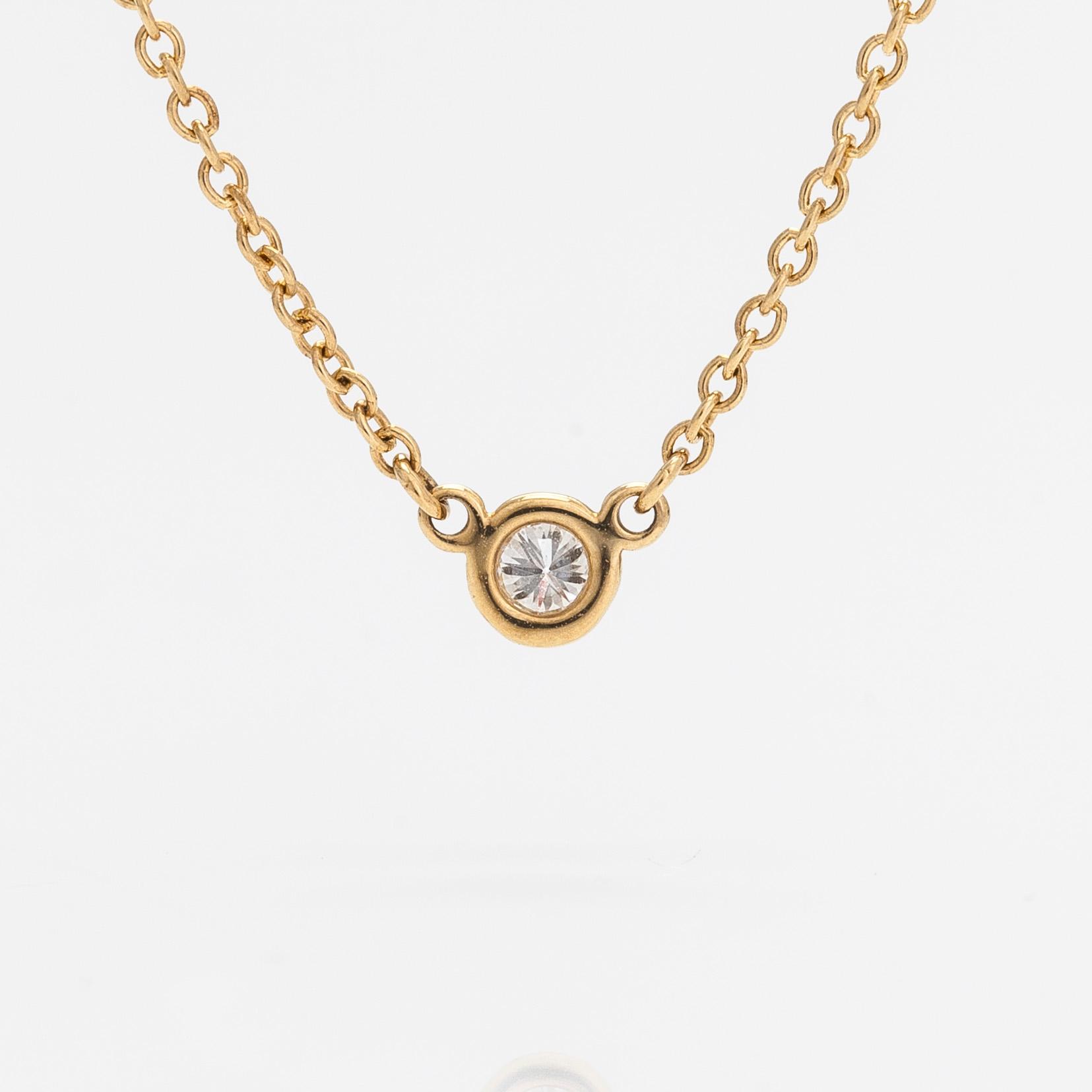 Tiffany & Co, Elsa Peretti, halsband, "Diamonds by the Yard", 18K guld med en diamant ca 0.05 ct.