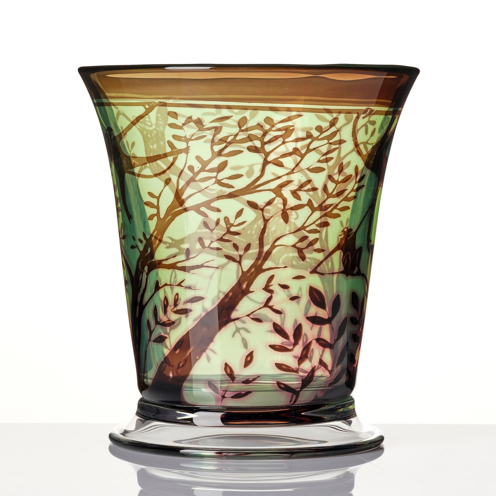 Gunnar Cyrén, a graal glass vase, Orrefors, Sweden, 1989.