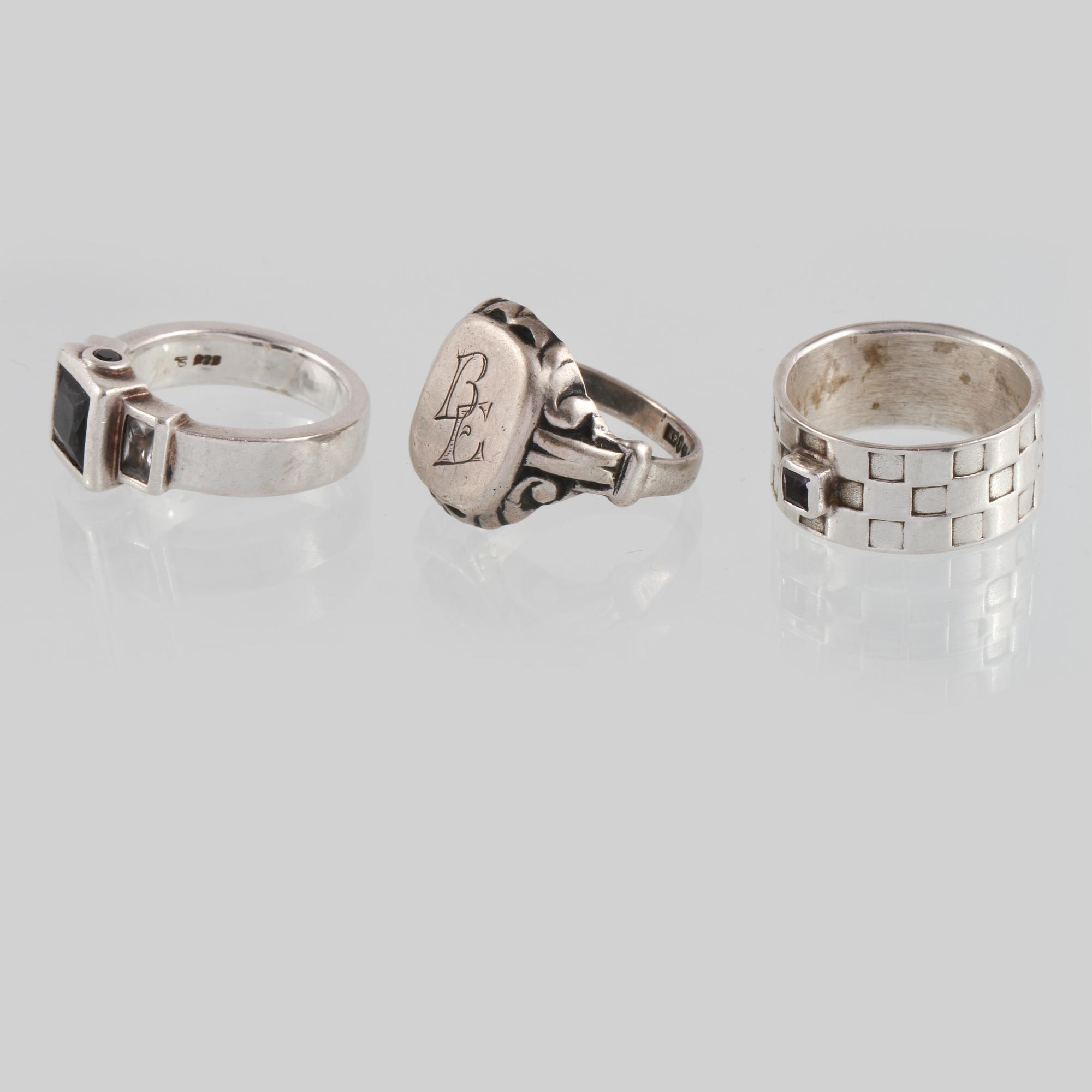 RINGAR, 3 st,  silver, delvis Alton Falköping, 1950. Vikt 21,3 gram.
