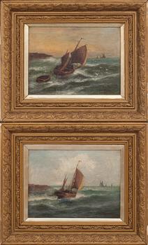 OKÄND KONSTNÄR, olja på duk, ett par, signerade W. Rogers. England 1800-tal.