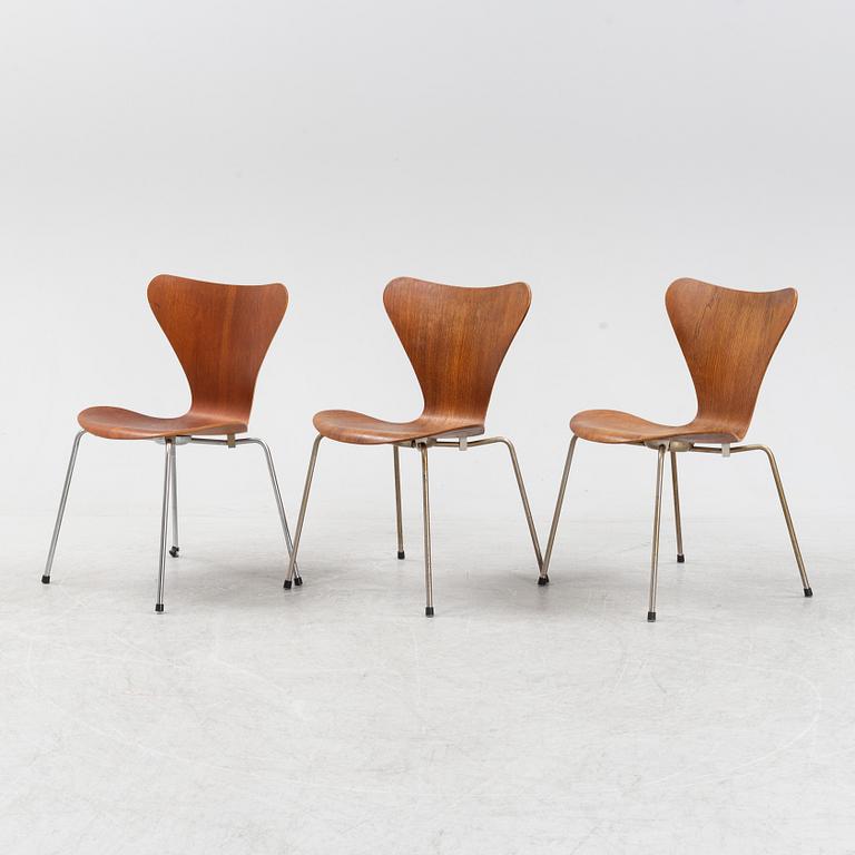 Arne Jacobsen, stolar 3 .st, "Sjuan", Fritz Hansen, 1960-tal.