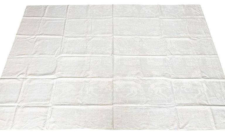 A flemish 18th century linen damask table cloth, ca 210 x 148 cm.