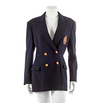 785. RALPH LAUREN, a navy blue wool suit jacket. Size 14.