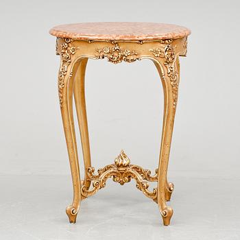 STOLAR, 4 st och SALONGSBORD, rokoko-stil, 1900-talets början.