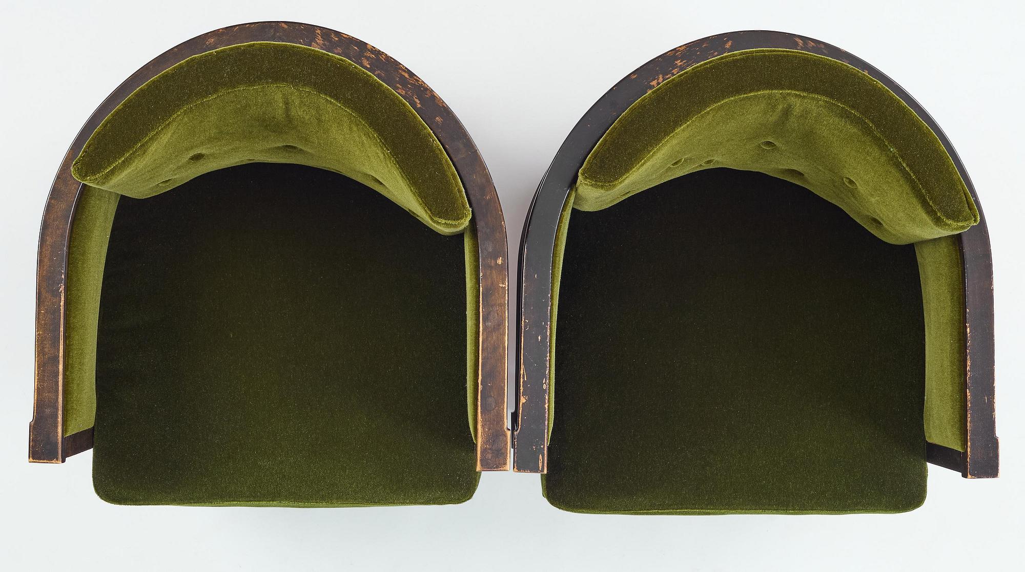 A pair of 1930s birch armchairs.