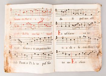 KÄSIKIRJOITUS, pergamenttia, n. 1400-luku.