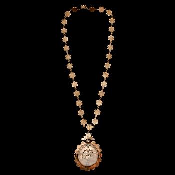 COLLIER MED HÄNGE, granater, sekelskiftet 1900.