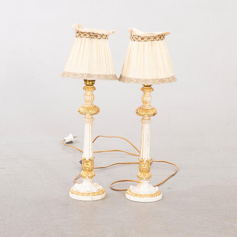 A pair mid 20th century wood table lamps by Poaletti, Firenze Italy.