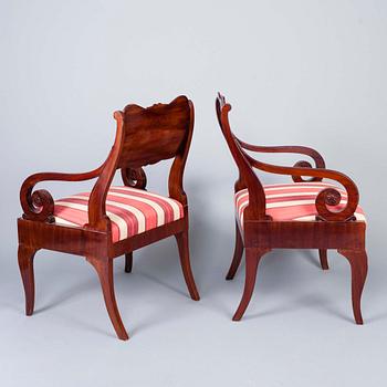 KARMSTOLAR, ett par, biedermeier, Ryssland 1800-talets senare hälft.