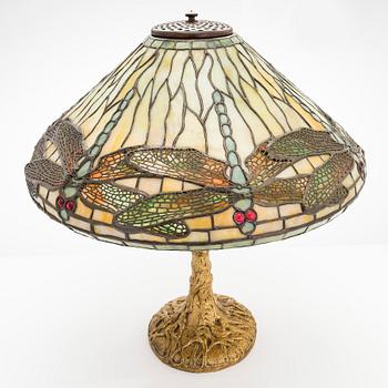 Tiffany Studios, a 'Dragonfly and Pony base' table lamp, New York around 1900.