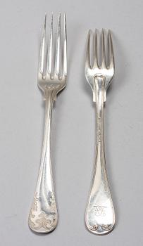 BESTICKSERVISDELAR, 23 st, silver, bla Per Oskar Fredrik Närman, Mariestad, 1800-1900-tal.