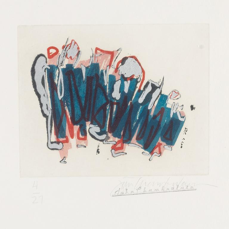 John Chamberlain, etchings on paper with silkscreen, 3, signed 4/27.
