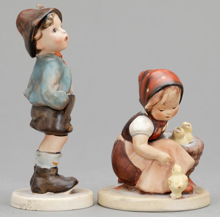 FIGURINER, 2 st, porslin, MJ Hummel, Goebel, 1900-tal.