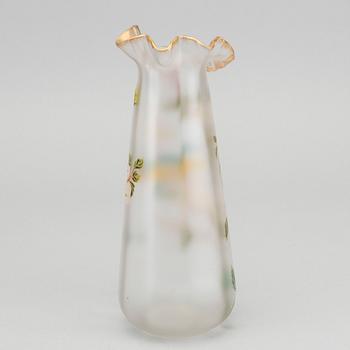 THEODORE LEGRAS, ascribed an Art Nouveau handpainted glass vase.