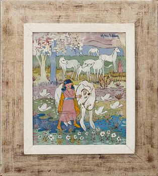 ALY BEN SALEM, glasmålning. Signerad.