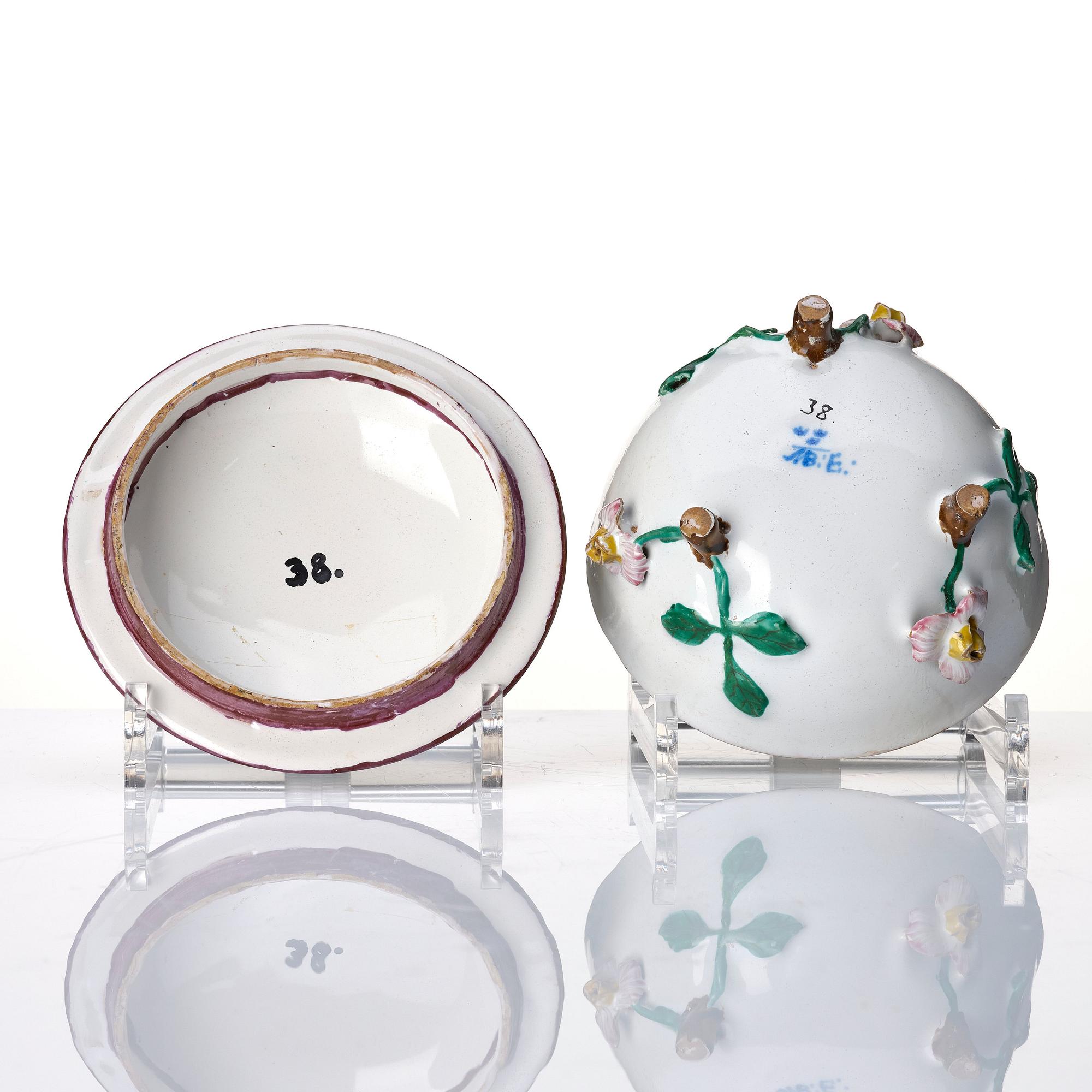 A Swedish Marieberg faience bowl with cover, period of Ehrenreich (1758-66).