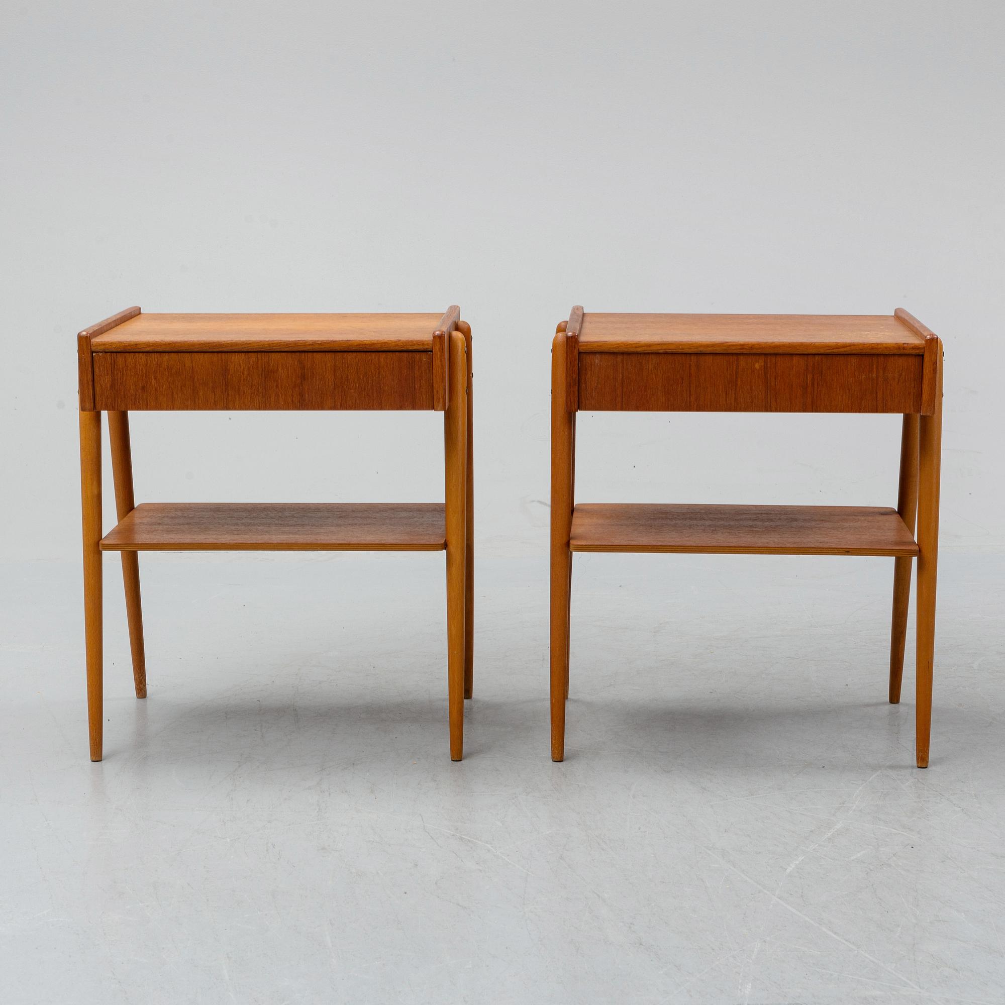 A pair of bedside tables, 1950's-60's.