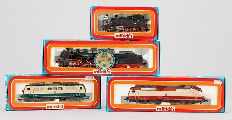 PARTI LOK, 4 st, Märklin H0 3042, 3153, 3095 och 3093, 1900-talets andra hälft.