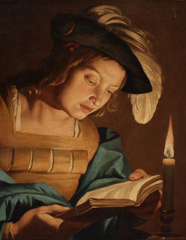 Matthias Stom (Stomer), (App 1600- after 1652). Boy reading by candlelight.