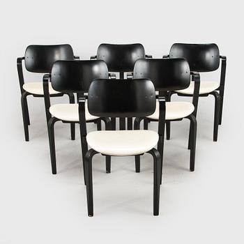 Ilmari Tapiovaara, a set of six 1960s 'Aslak' chairs for Asko, Finland.