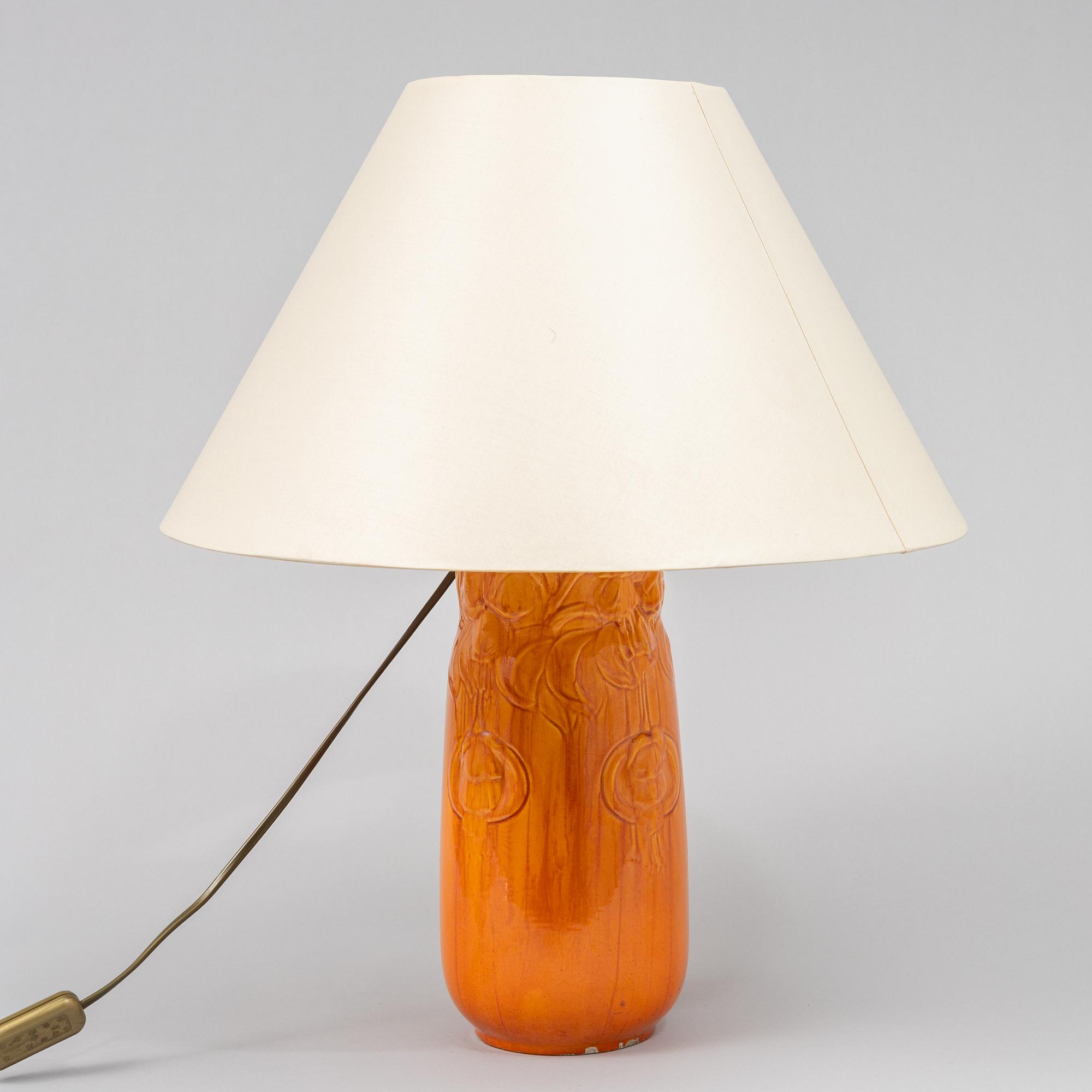 A creamware table lamp, Jugend,  Rörstrand, early 20th century.
