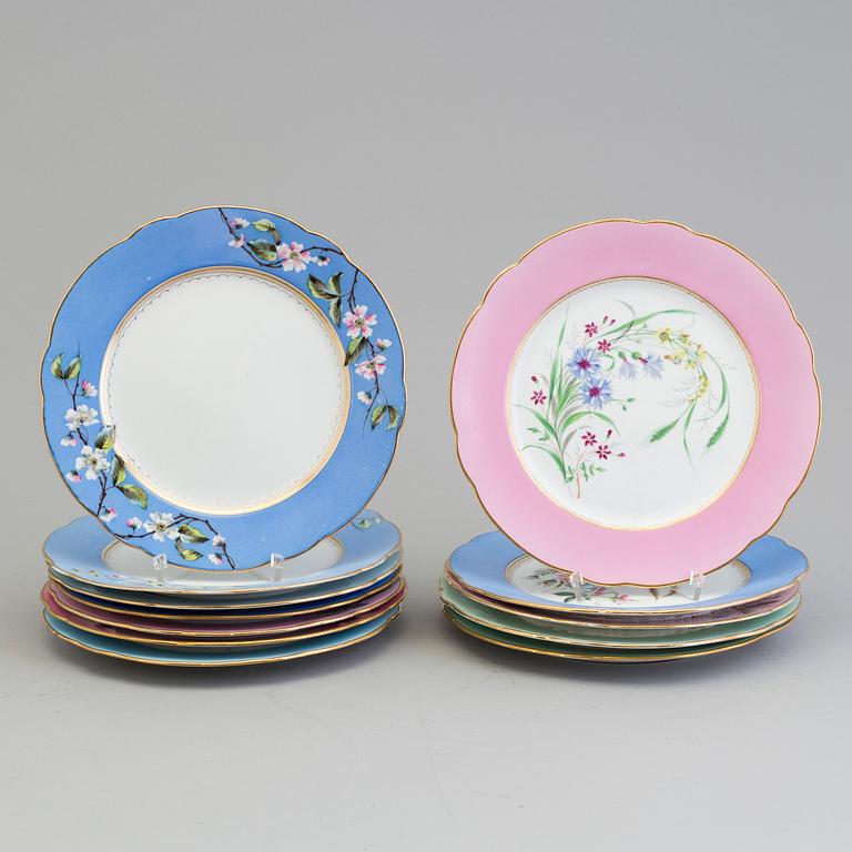 TALLRIKAR, 14 stycken, porslin, Gustavsberg, 1800-talets slut.