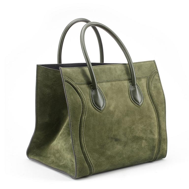 CÉLINE, a green suede bag, "Luggage Phantom".