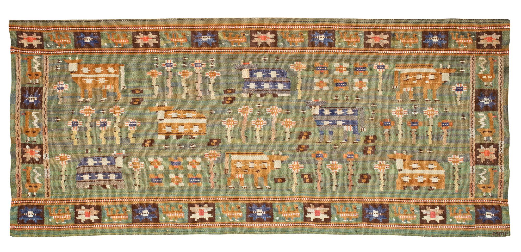 TAPESTRY. Flat weave. 89 x 189 cm. Signed MMf.