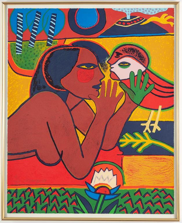 BEVERLOO CORNEILLE, lithograph in colours, signed Corneille, dated '87 and numbered 45/150 in pencil.