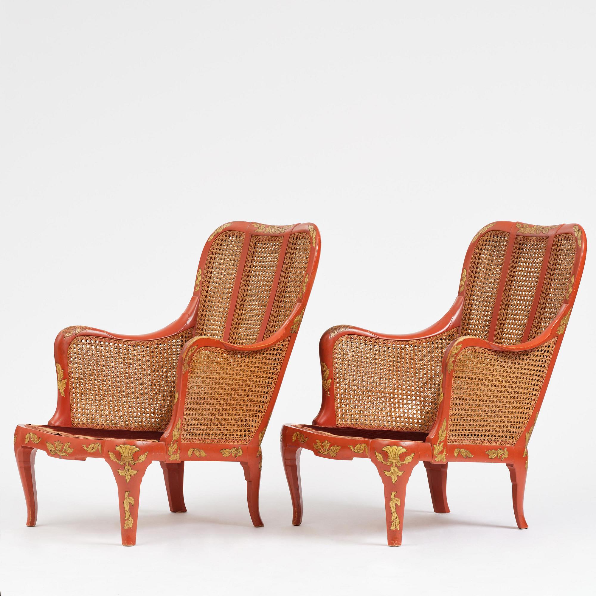 Carl Malmsten, a pair of Swedish Grace armchairs, cabinetmaker Albin Johansson, Stockholm, for Villa Kvikkjokk, 1927-28.