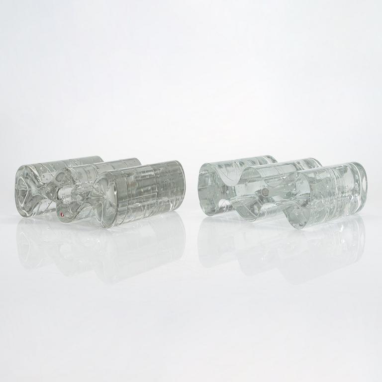 Timo Sarpaneva, glasskuplturer, 2 st, "Arkipelago"-serien, signerad Timo Sarpaneva.