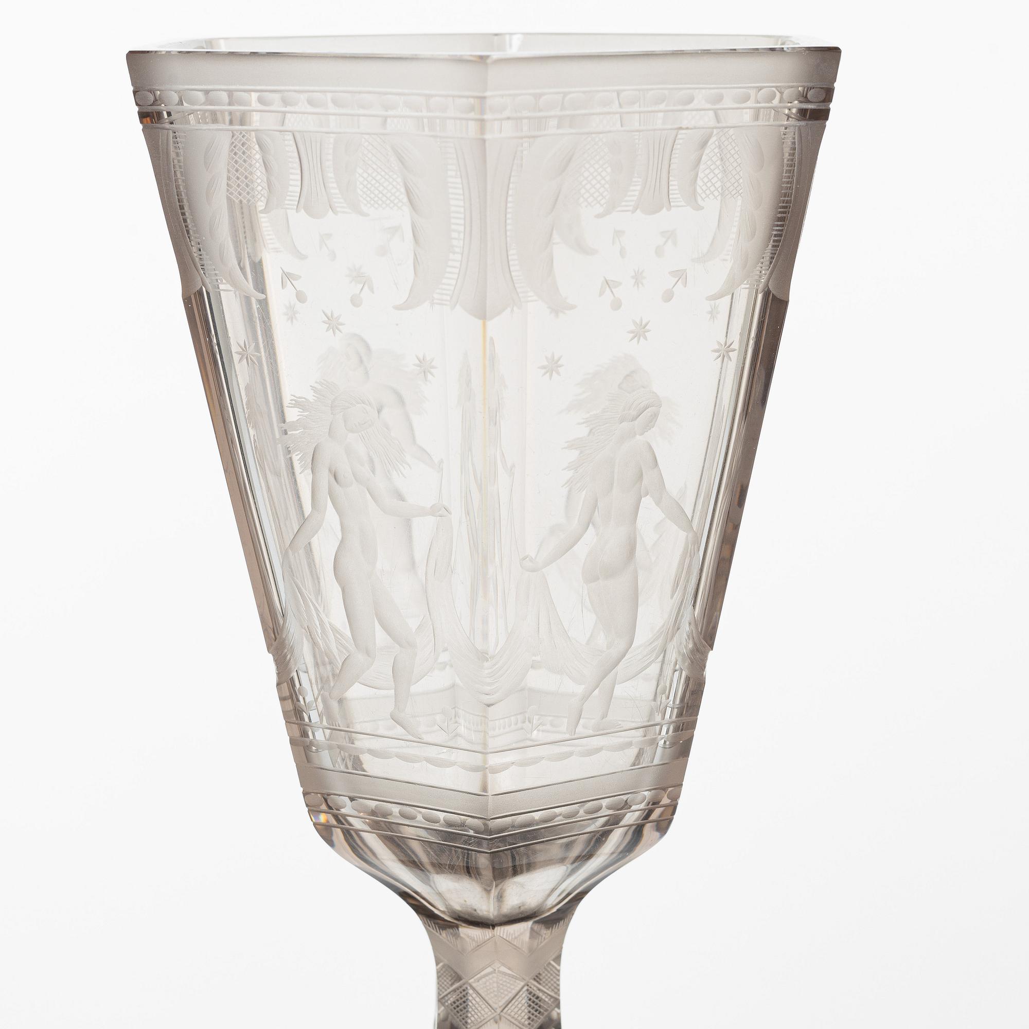 Simon Gate, Vase, "Six Graces", Orrefors, 1925.