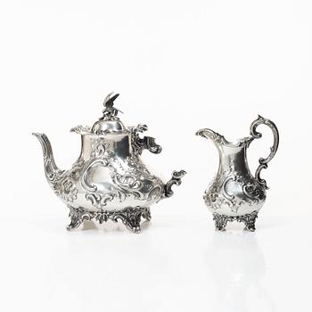 A four piece silver tea and coffee service, William Southey, London, England, 1858-59.