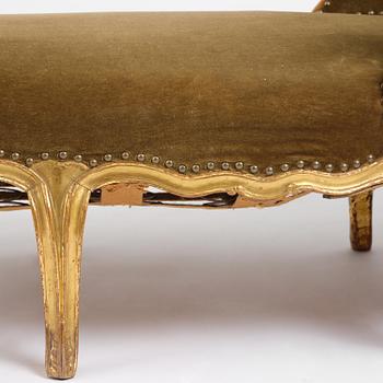 A French Louis Xv giltwood lit de repos, later part 18th century.