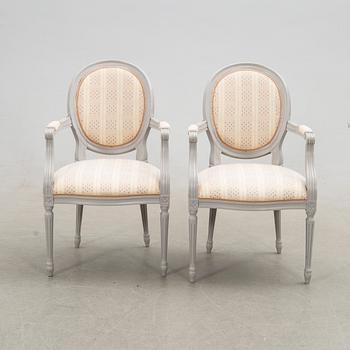 Armchairs, a pair, Gustavian style, 20th century.