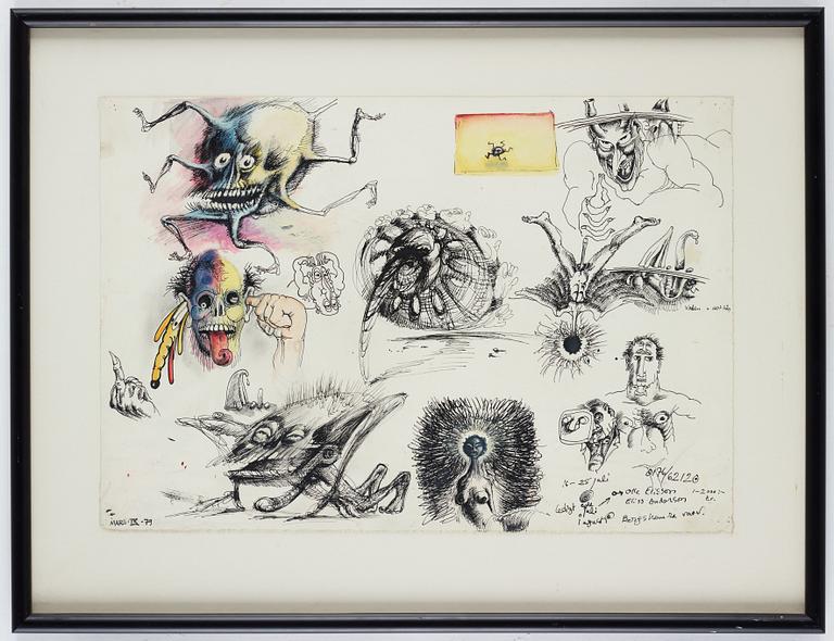 Ulf Rahmberg, mixed media on paper, signed and dated -79 on verso.