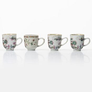 A group of 12 famille rose cups, Qing dynasty, Qianlong (1736-95).