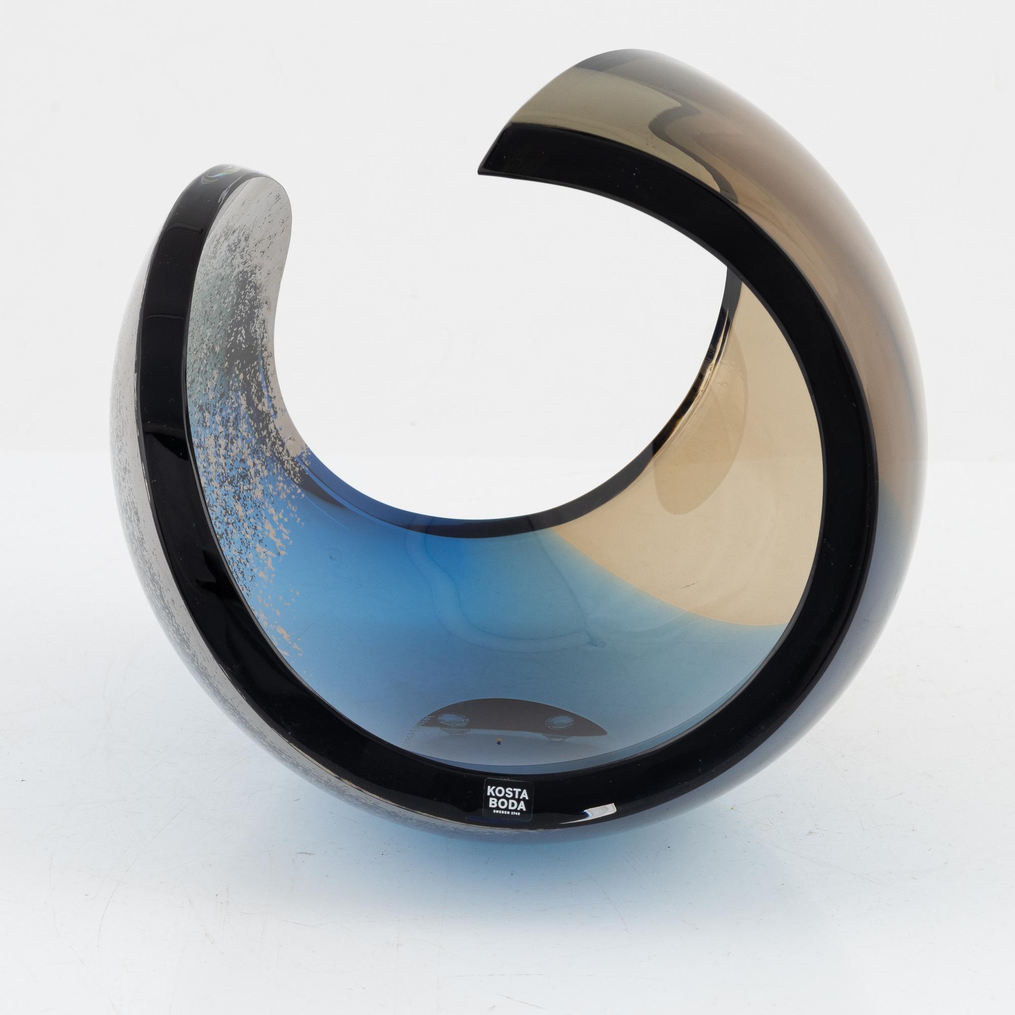 Lena Bergström, a 'Planets' glass sculpture/bowl from Kosta Boda, Sweden. Signed and numbered 87/500.