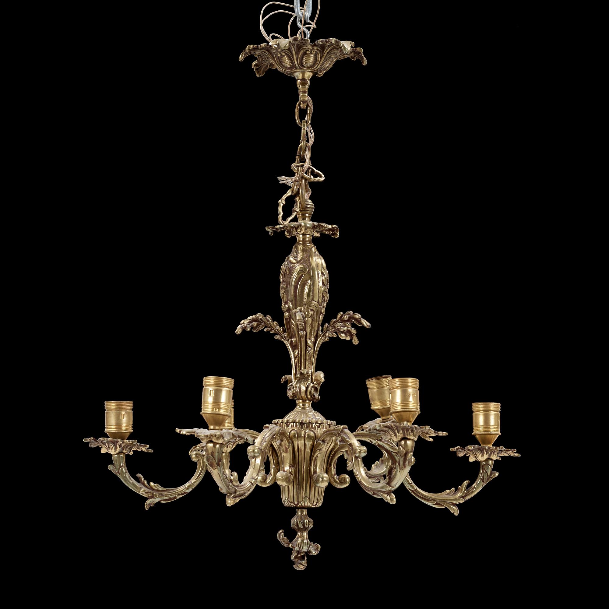 TAKAMPEL, mässing, rokokostil, 1800/1900-tal. Höjd ca 70 cm.