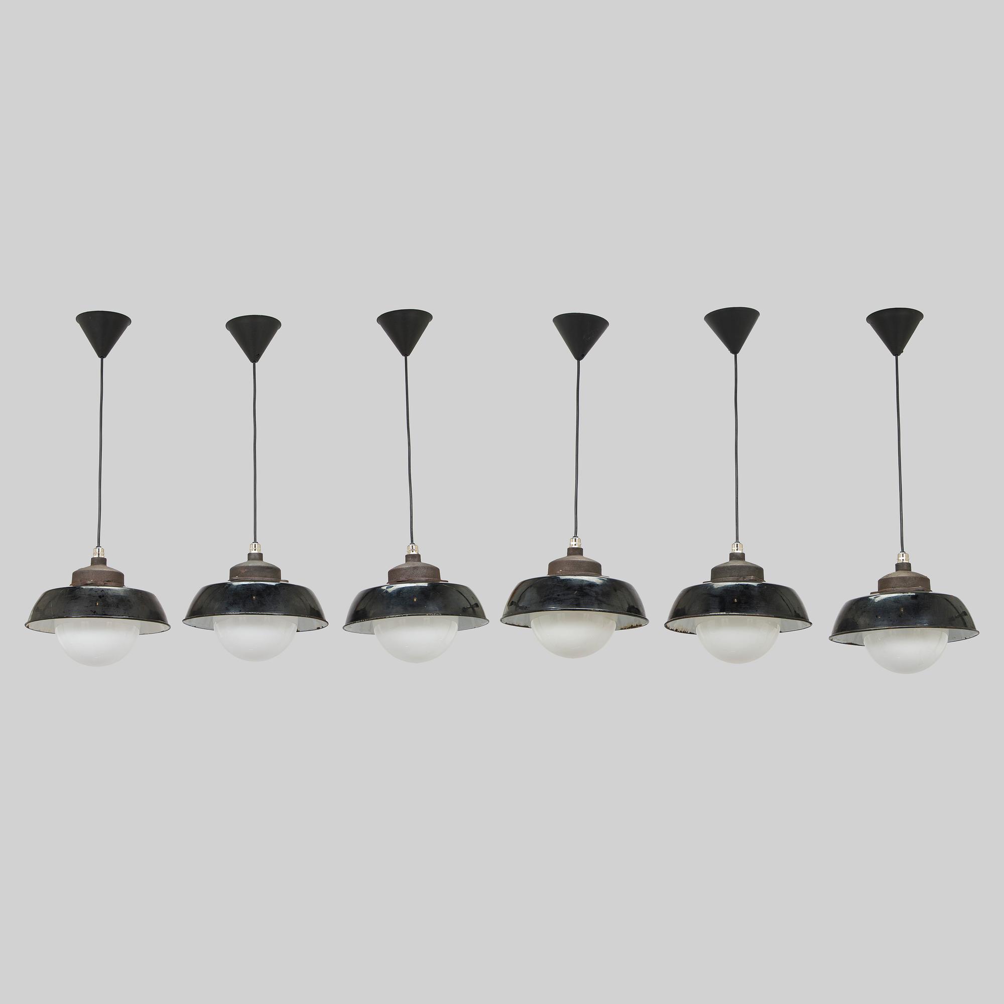 Paavo Tynell, a set of six 1930s ceiling lamps for Taito.