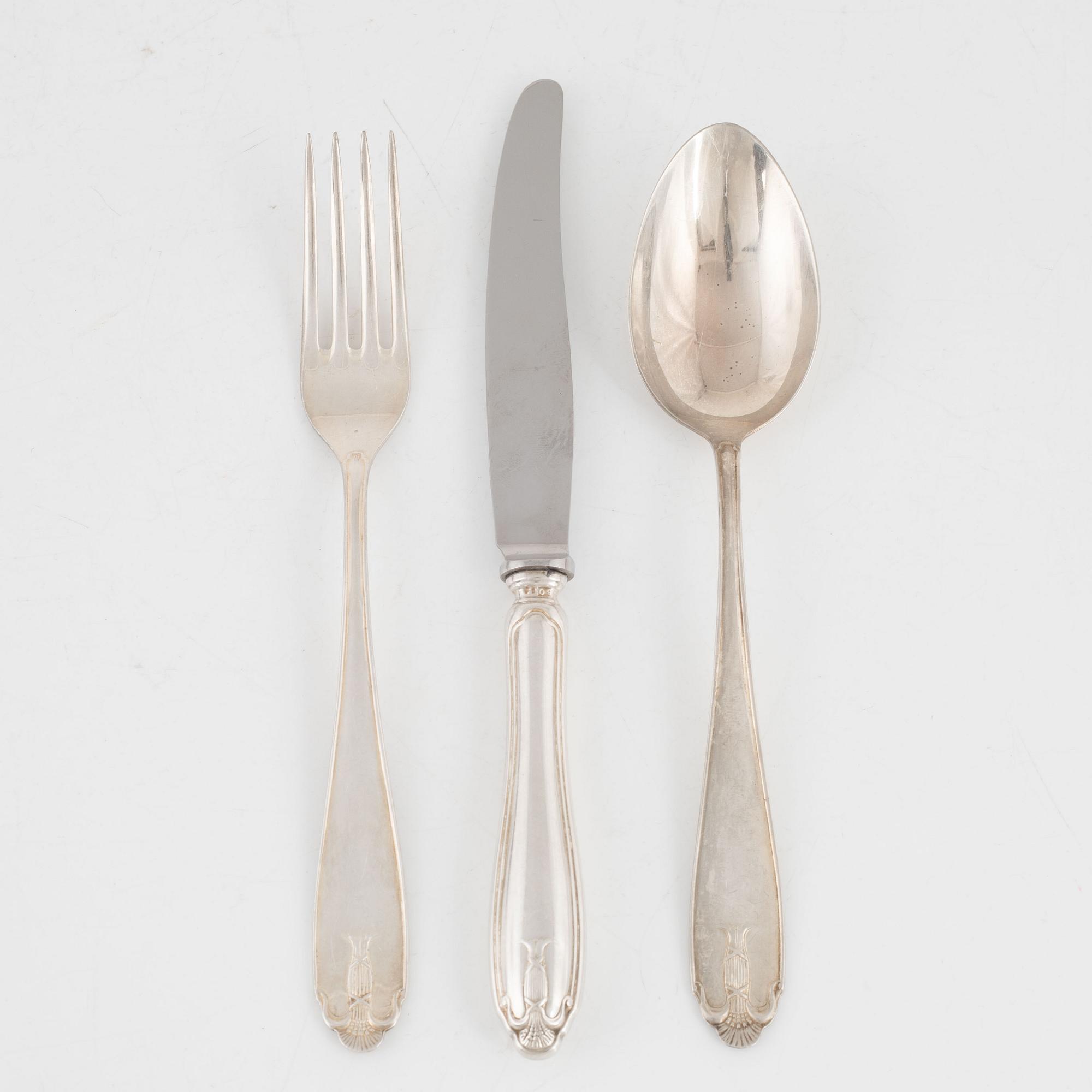 Jacob Ängman, bestickuppsättning, 18 delar, silver, modell "Vasa", GAB, Stockholm 1961-64.